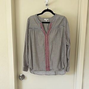 Jcrew Black and White Relaxed Buttoned Blouse